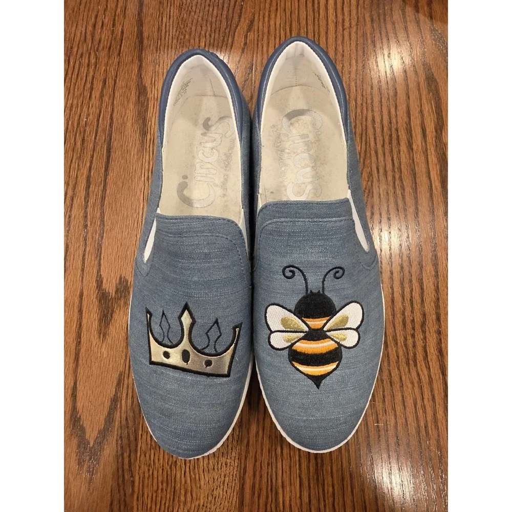 Sam Edelman Circus Womens Shoes Leni Queen Bee Embroidered Espadrille EUC Sz 8.5